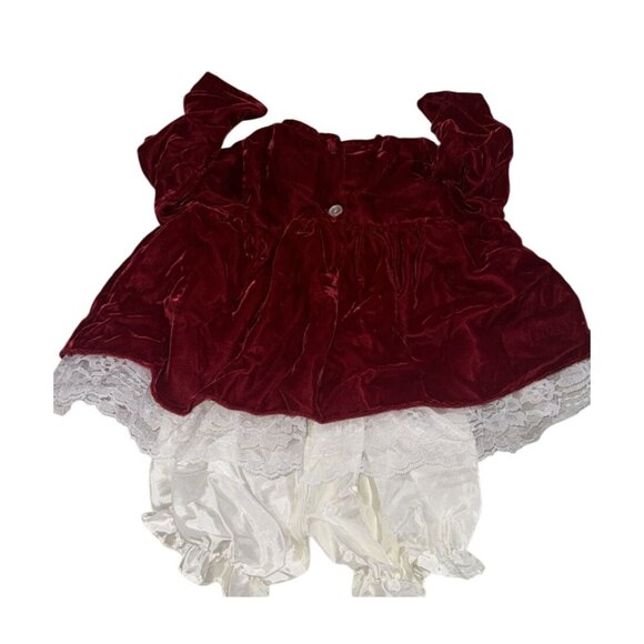Vintage Baby Velvet & Lace Dress Set With Bloomers - Picture 6 of 12